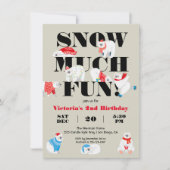 雪の多モダンいおもしろいポーラベア誕生日パーティー 招待状 (正面)