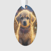 雪の夜にかわいいクリスマスパピーパーソナライズされた オーナメント (正面)