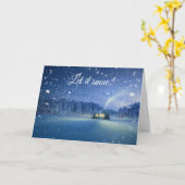 雪の夜のシーンにクリスマスカード カード (黄色い花)