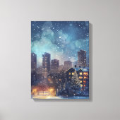 雪の夜のニューヨークの例証 キャンバスプリント (正面)