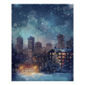 雪の夜のニューヨークの例証 ポスター (正面)