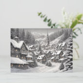 雪の夜のヴィンテージクリスマスビレッジ シーズンカード (スタンド正面)