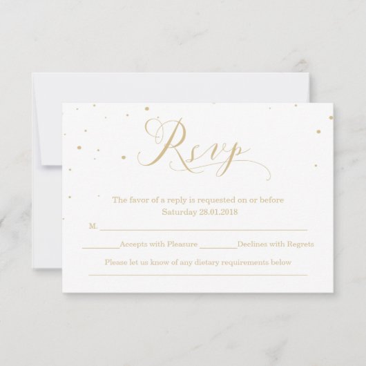 雪の夜の冬の結婚式の返信RSVP 出欠カード (正面)