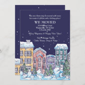 雪の夜の引っ越しアナウンス シーズンカード (正面/裏面)