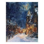 雪の夜の村の説明 ポスター (正面)