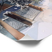 雪の夜の村の説明 ポスター (コーナー)