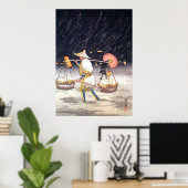 雪の夜の行商人の松亭高橋 ポスター (ホームオフィス)