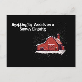 雪の夜の赤い納屋 シーズンポストカード