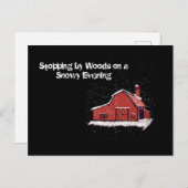 雪の夜の赤い納屋 シーズンポストカード (正面/裏面)