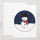雪の夜の雪だるま クリスマス (正面/裏面)