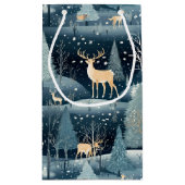 雪の夜の鹿のフィールド スモールペーパーバッグ (裏面)