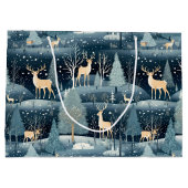 雪の夜の鹿のフィールド ラージペーパーバッグ (裏面)