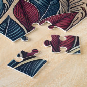 雪の夜ムース森林山ボホパターン ジグソーパズル (側面)