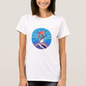 雪の夜空のスキーヤー Tシャツ (正面)
