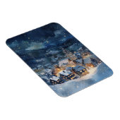 雪の夜空の村の説明 マグネット (右側)