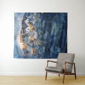 雪の夜空の都市の例証 タペストリー (インサイチュ(横))