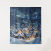 雪の夜空の都市の例証 タペストリー (正面)