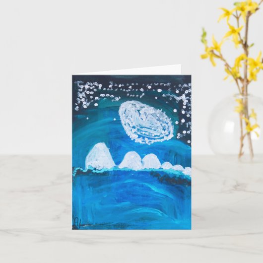 雪の夜 カード (黄色い花)