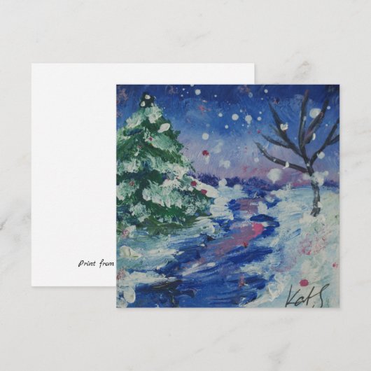 雪の夜 シーズンカード (正面/裏面)