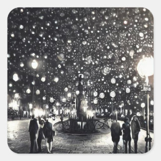 雪の夜 スクエアシール