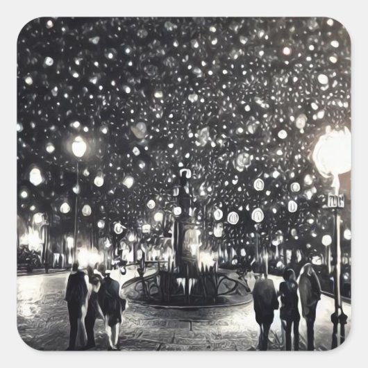 雪の夜 スクエアシール (正面)