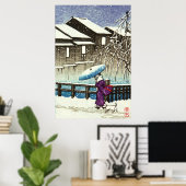 雪の夜 川瀬巴水 1930年代 ポスター (ホームオフィス)