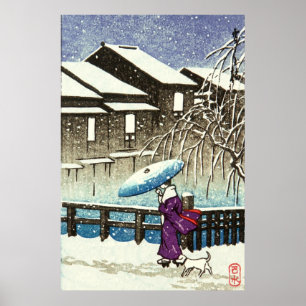 雪の夜 川瀬巴水 1930年代 ポスター