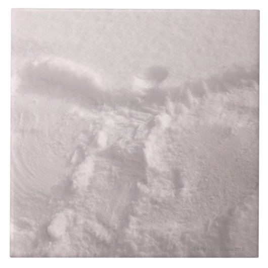 雪の天使と捺印される白い雪 タイル (正面)