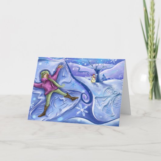 雪の天使のクリスマスカード シーズンカード (正面)