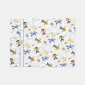 雪の天使の子供とペット/名前 フリースブランケット (正面(横))