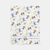 雪の天使の子供とペット/名前 フリースブランケット (正面)