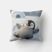 雪の天使を作るかわいいペンギン クッション (裏面)
