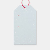 雪の天使を作るかわいい白いクリスマス犬 ギフトタグ (裏面)