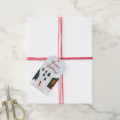 雪の天使を作るかわいい白いクリスマス犬 ギフトタグ (より糸付き)