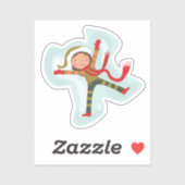 雪の天使を作る少女 シール (シート)