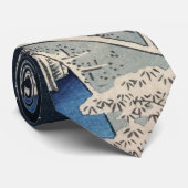 雪の太鼓橋浮世絵日本のヴィンテージ ネクタイ (ロール)
