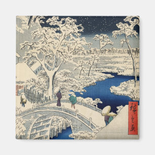 雪の太鼓橋、広重雪鼓橋、広重、浮世絵 マグネット