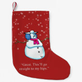 雪の女おもしろい性ユーモアのクリスマスストッキング スモールクリスマスストッキング (正面)