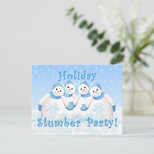雪の女の子の休日の眠りのパーティの招待状 招待状 (スタンド正面)