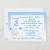 雪の女の子の休日の眠りのパーティの招待状 招待状 (裏面)