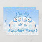 雪の女の子の休日の眠りのパーティの招待状 招待状 (正面/裏面)