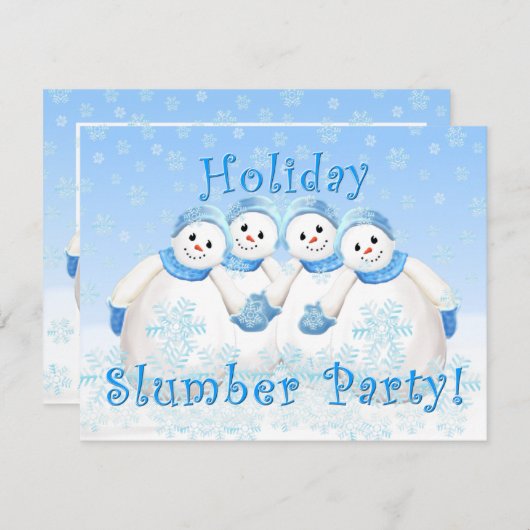 雪の女の子の休日の眠りのパーティの招待状 招待状 (正面/裏面)