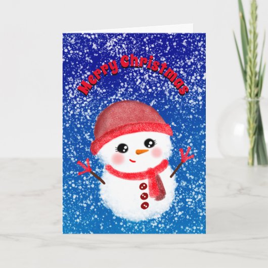 雪の女の子メリークリスマス シーズンカード (正面)