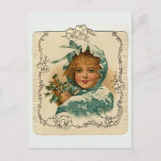 「雪の女の子」クリスマスポストカード シーズンポストカード (正面)