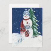 雪の女性が鳥を森の中の鳥小屋へ シーズンカード (正面/裏面)