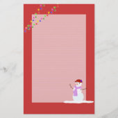 雪の女性の赤いライン入りクリスマス便箋 便箋 (正面)