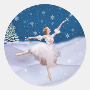雪の女王のバレリーナのステッカー ラウンドシール