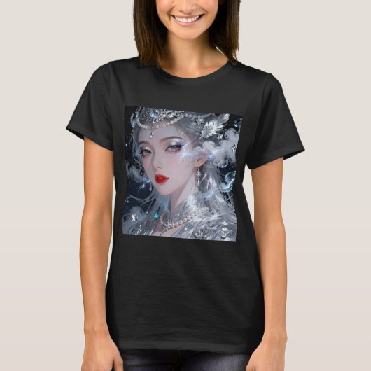 雪の女神 | 銀白色のアバター Tシャツ (正面)