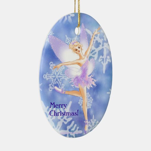 雪の妖精のバレエの楕円形のオーナメント(カスタマイズ可能な) セラミックオーナメント (右)