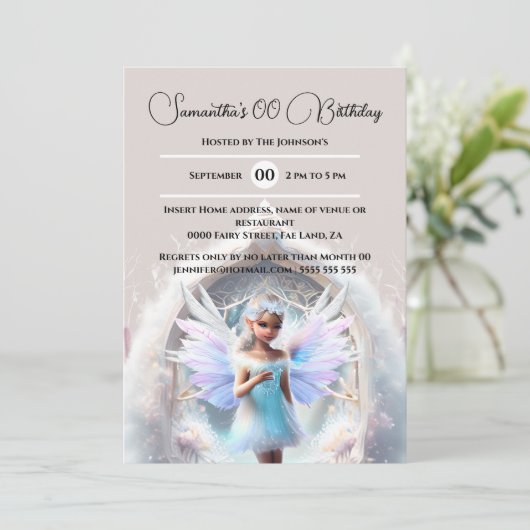 雪の妖精の冬の森の魔法のポータルの女の子 招待状 (スタンド正面)